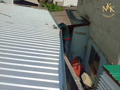 รางน้ำสังกะสี 6 นิ้ว - รับติดตั้งรางน้ำฝนสแตนเลส - เอ็นเคเคสแตนเลส